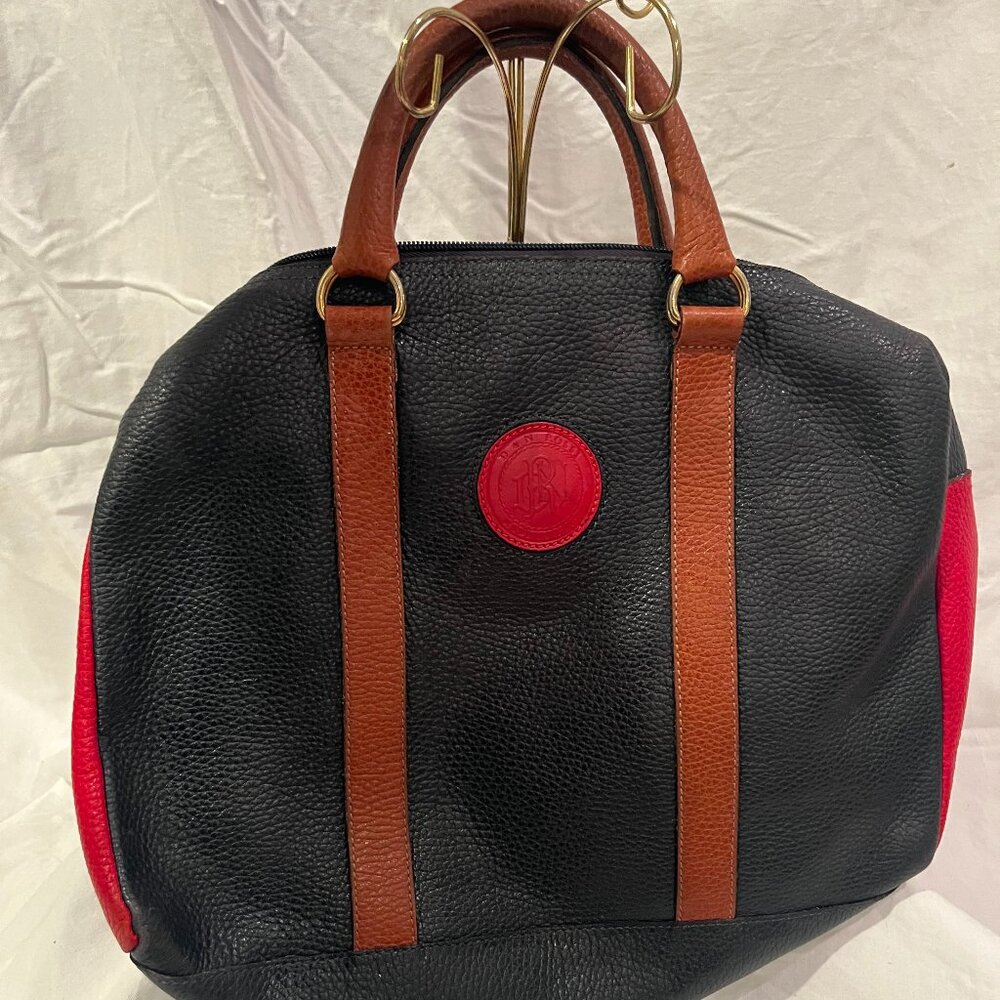 Redwall -- Pebbled Leather Bag -- Red, Blue, and Brown -- Lightly Used